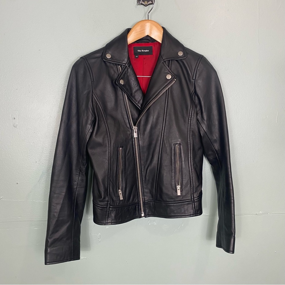 The Kooples Leather Biker Jacket Black XS